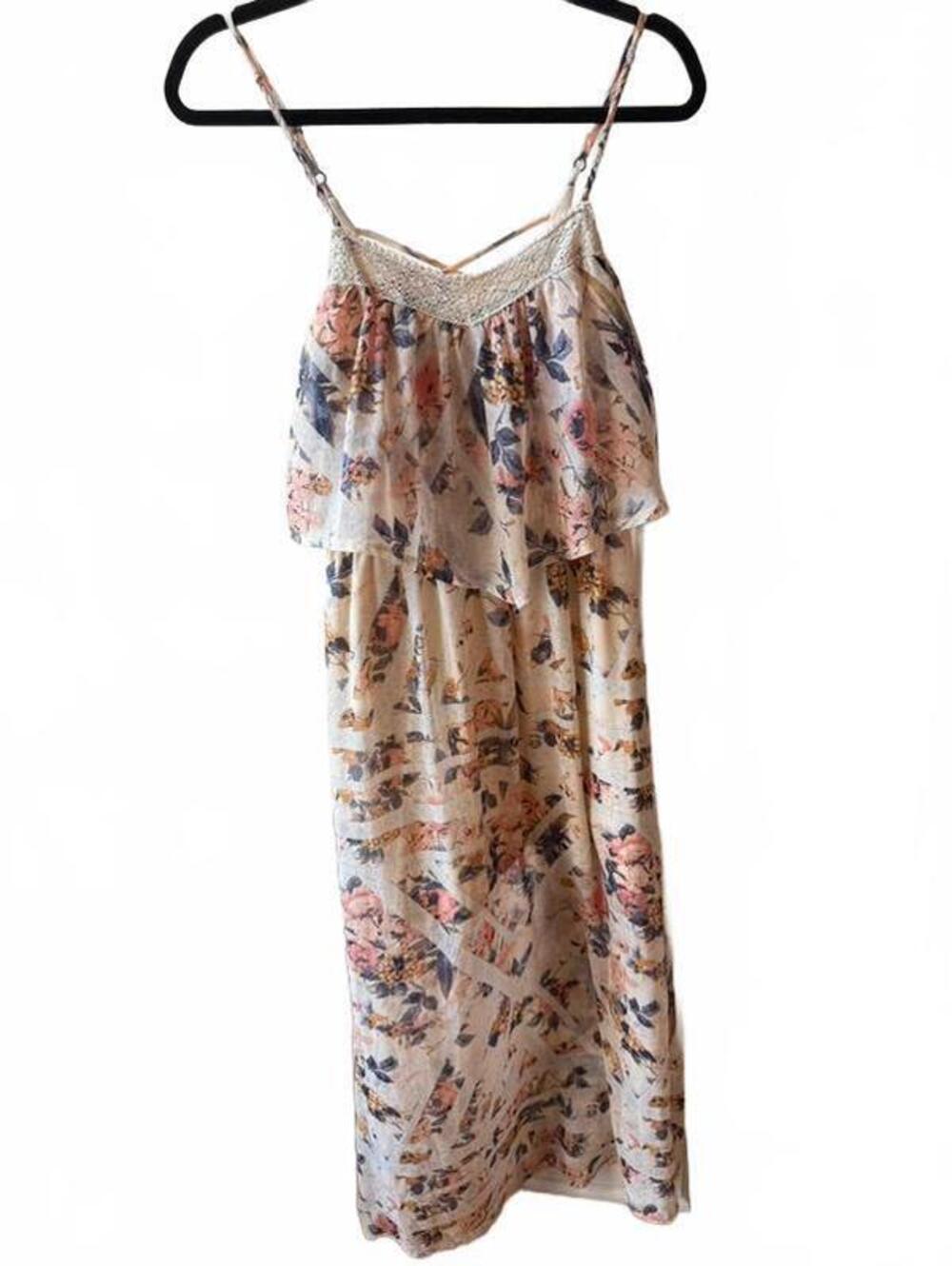 Floral Maxi Sundress with Crochet Detail